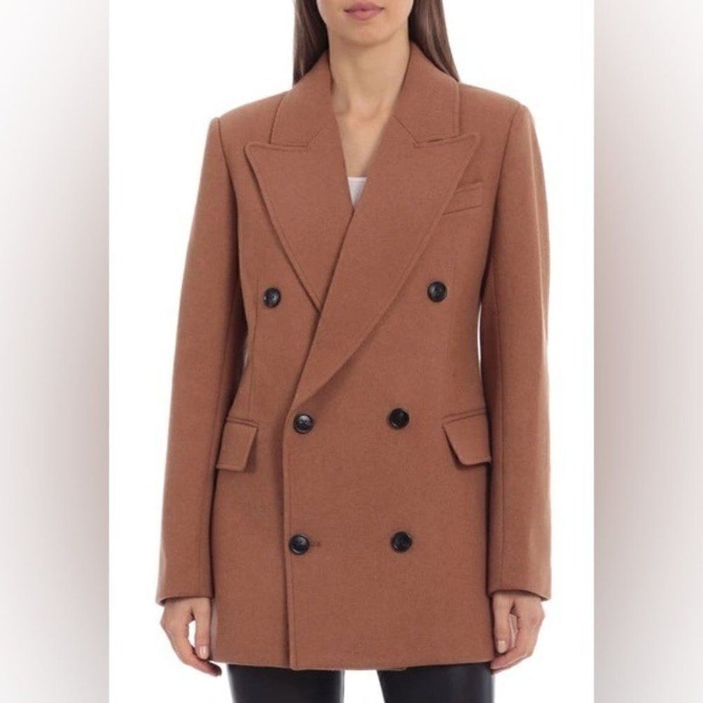 Avec Les Filles Womens Tailored Double Breasted Coat Mink Twill Large NWOT